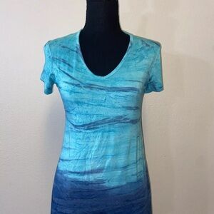 Tryst By Matthew Williamson Size Small Beach Cover Up Tunic Top Turquoise Blue